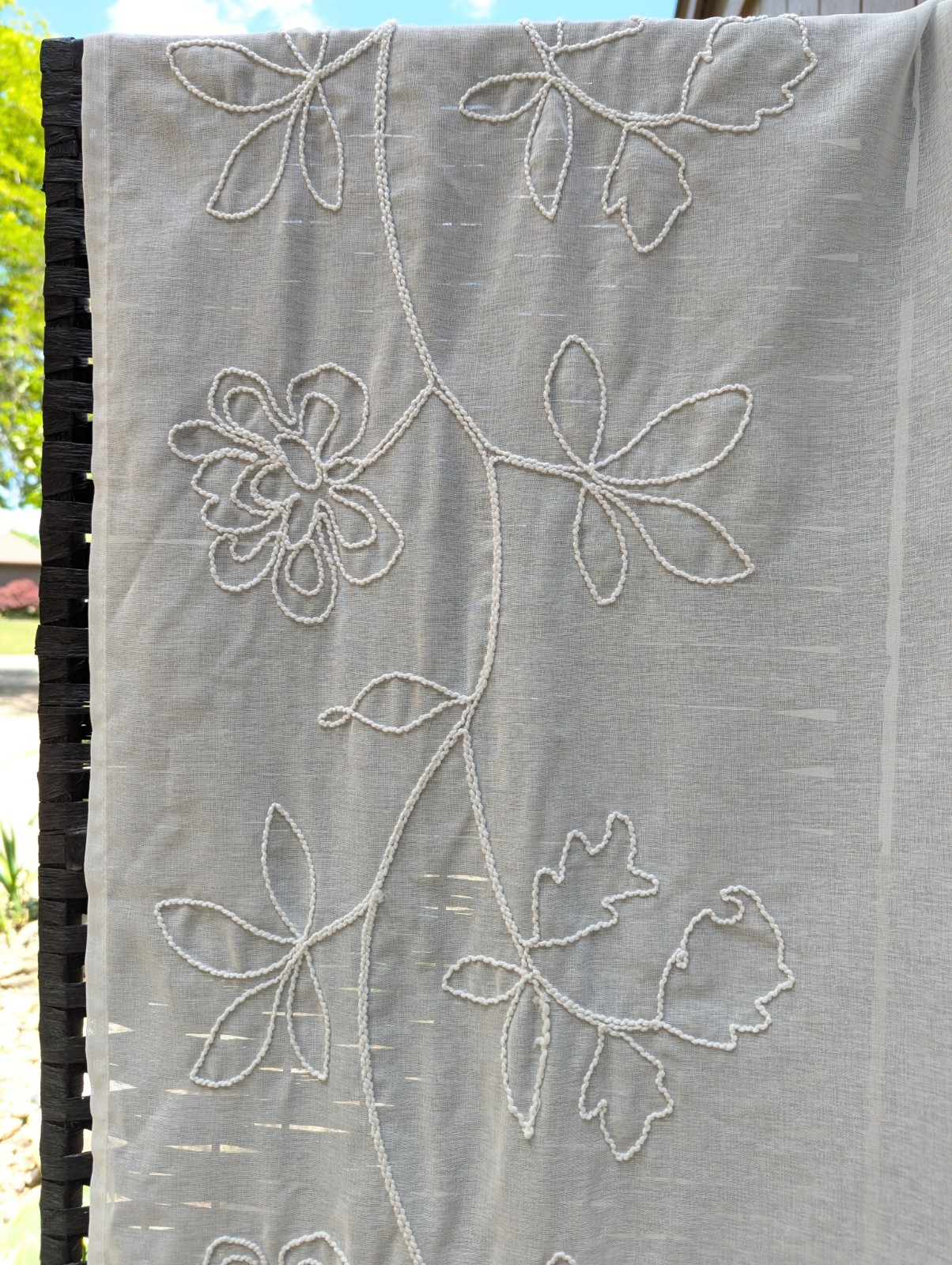Floral Embroidered Curtain Drapery Panels Polyester Voile Vintage 6 Panels 40×80