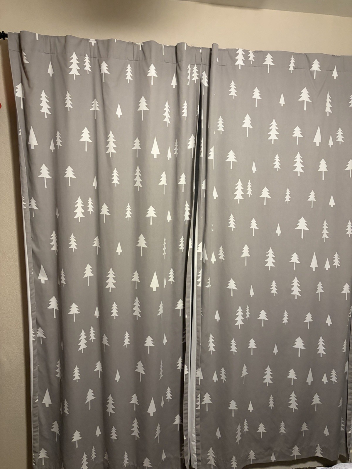 Gray/White Tree Blackout Lined Curtain Panels Set of 2 Rod Pocket 42×84