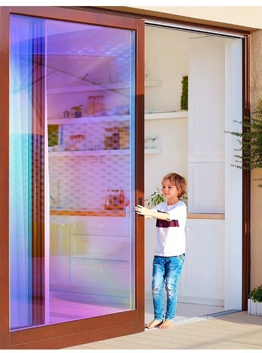 Privacy Window Film ~ Window Sticker ~ 17.7″ x 78.7″ ~ 3D IRIDESCENT RAINBOW