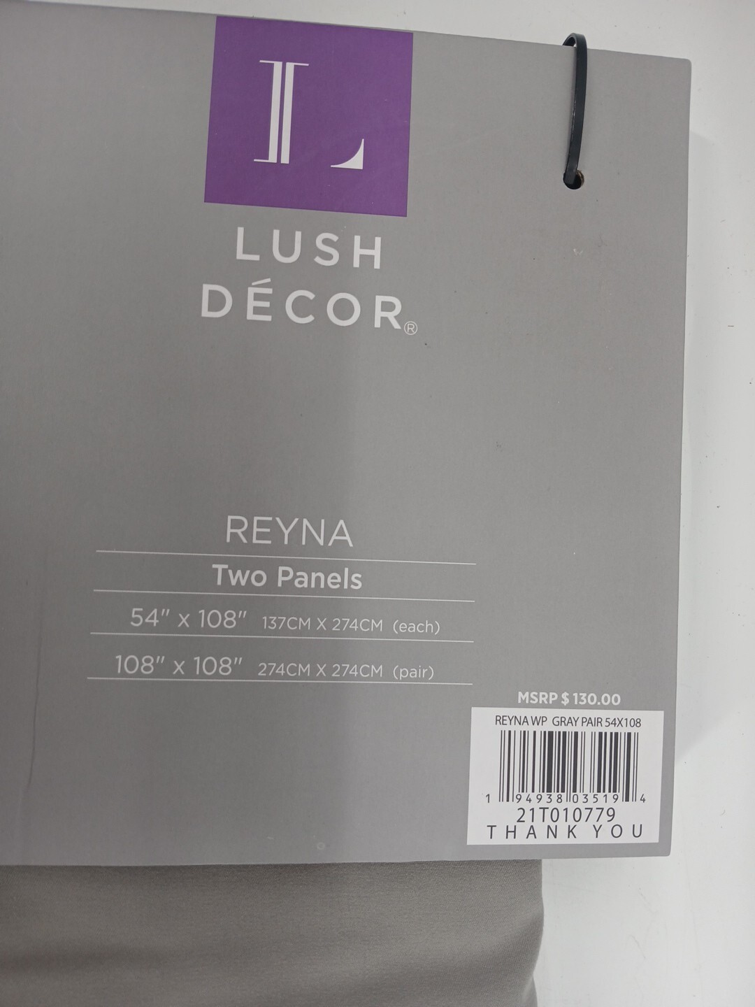 2 Panel Set Pair Reyna Ruffle Window Curtain (54″ W x 108″ L) Gray
