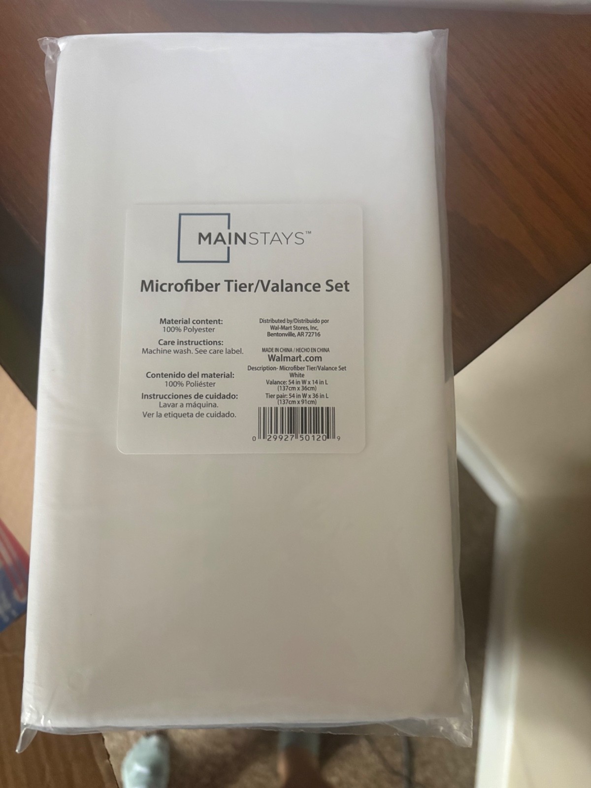 Mainstays, Microfiber Tier/Valance Set, White