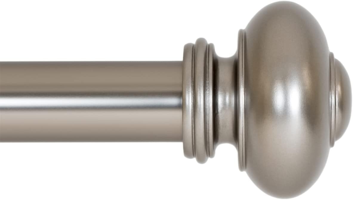 Drapery Window Curtain Rod – Knob Design, 1 Inch Rod, 48 to 86 Inch. Satin Ni…