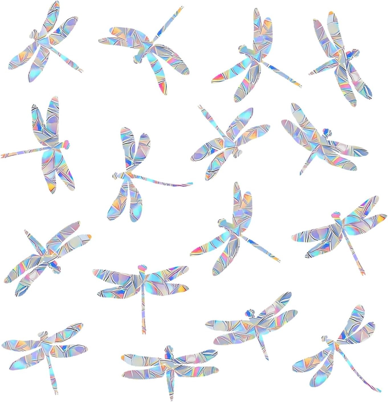 30 Pieces Dragonfly Anti-Collision Window Clings – Glass Reminder Prism Decals –