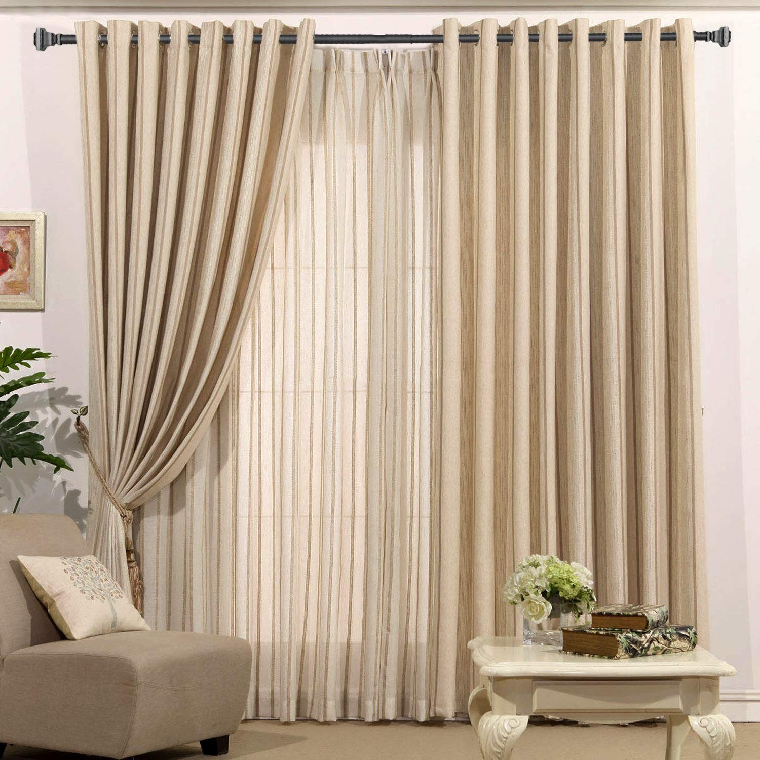 Rust-Resistant Iron Curtain Rods for Windows, 28-48 Inches, with Square Finia…