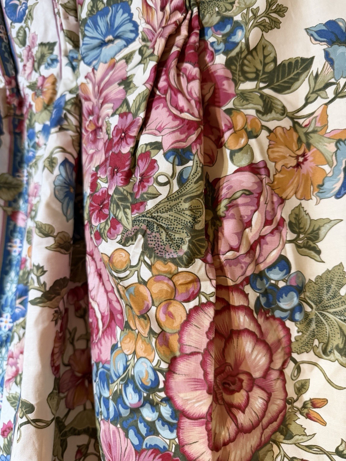 Custom Cottage Floral English Country Pinch Pleat Curtain/Drape Panel-41″x104″
