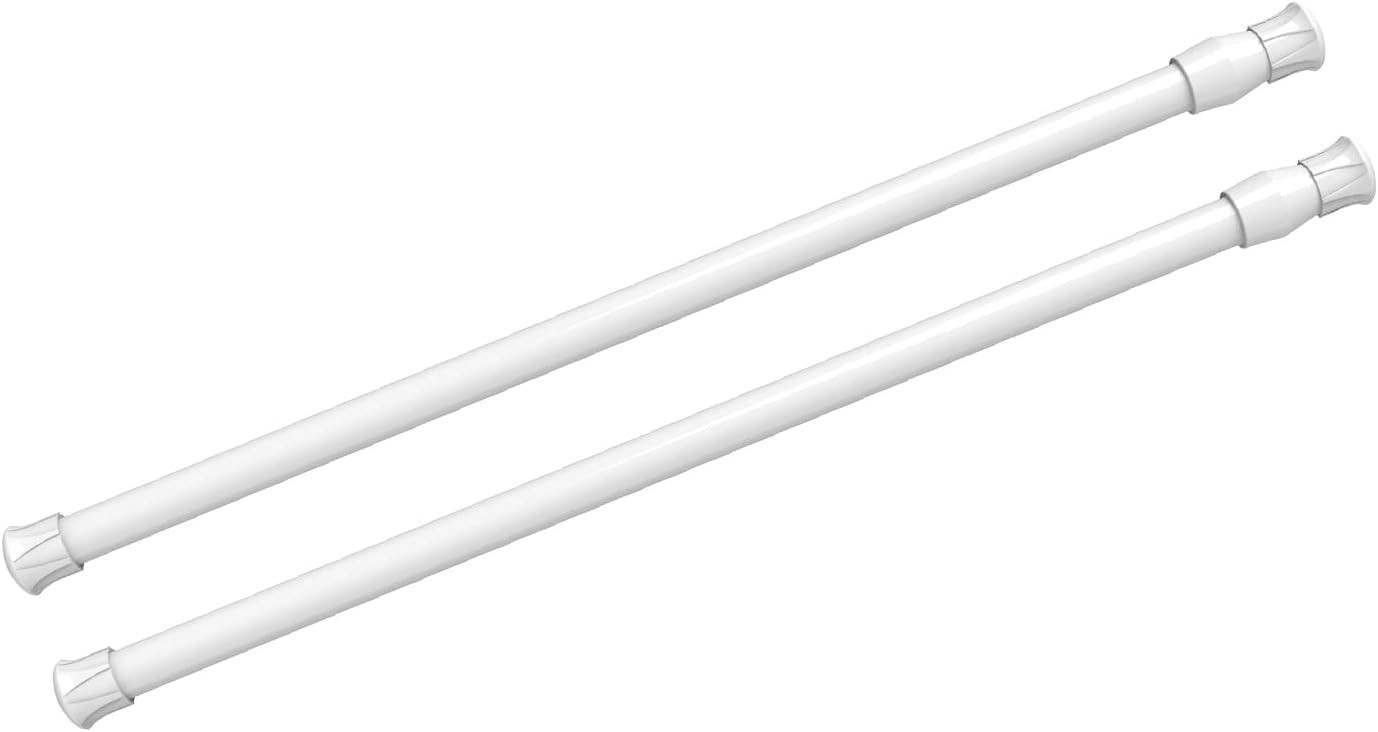 2-Pack Spring Loaded Curtain Rods 15.7-28 Inches | Easy Installation, No Damage