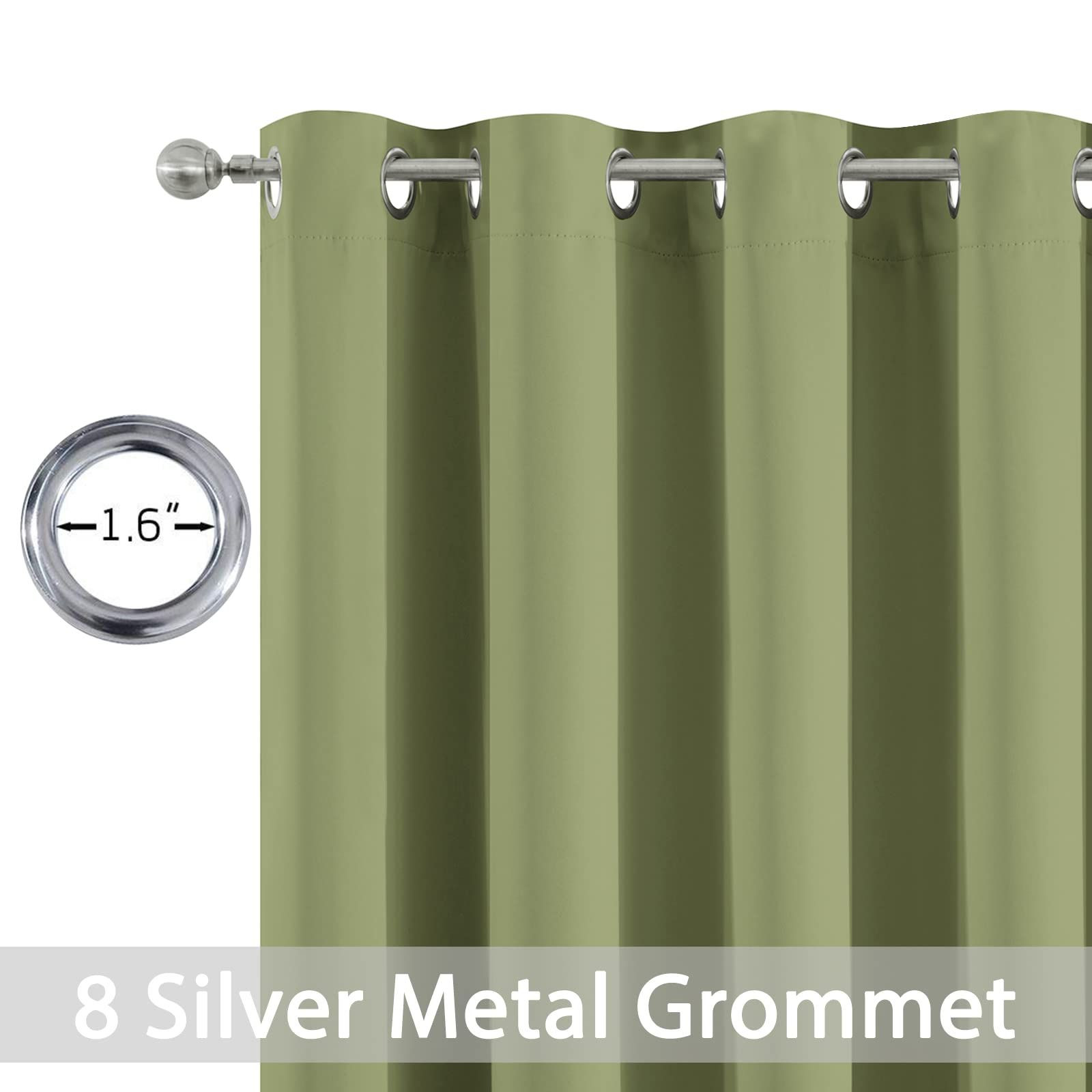 Yakamok Light Blocking Blackout Curtains 52″W x 96″L (Pack of 2), Sage Green