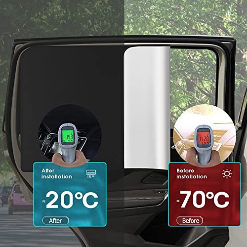 2PCS Car Window Shades – 100% Sliver Black – Back Seat – Privacy