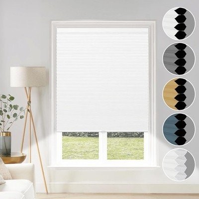 Cordless Blackout Cellular Shades Honeycomb 40×48″ White #R016