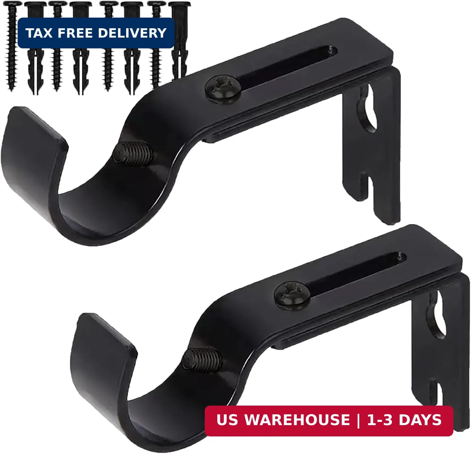Premium Curtain Rod Brackets – 2 Pack Adjustable Wall Mounts, Curtain Rod Holder