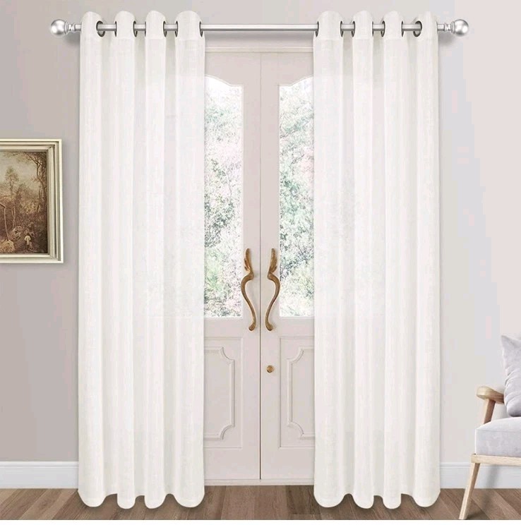 Voilybird Palma Linen Textured Semi Sheer Curtains 52″x96″ Off White w/Grommet