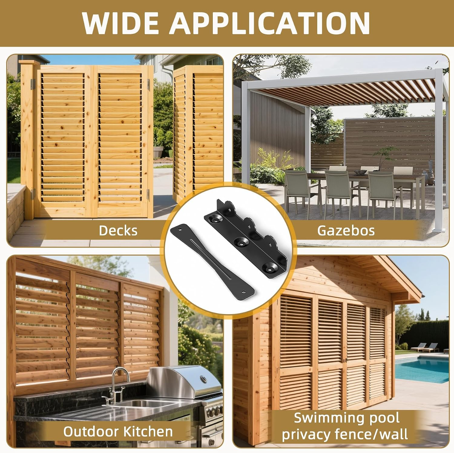Metal Louver Bracket Kit,Deck Sunblind System Brackets,Flex Fence Louver System,