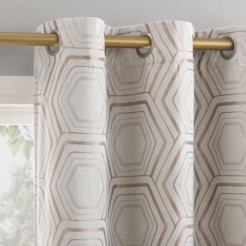 40″x63″ Sun Zero Brevick Geometric Faux Linen