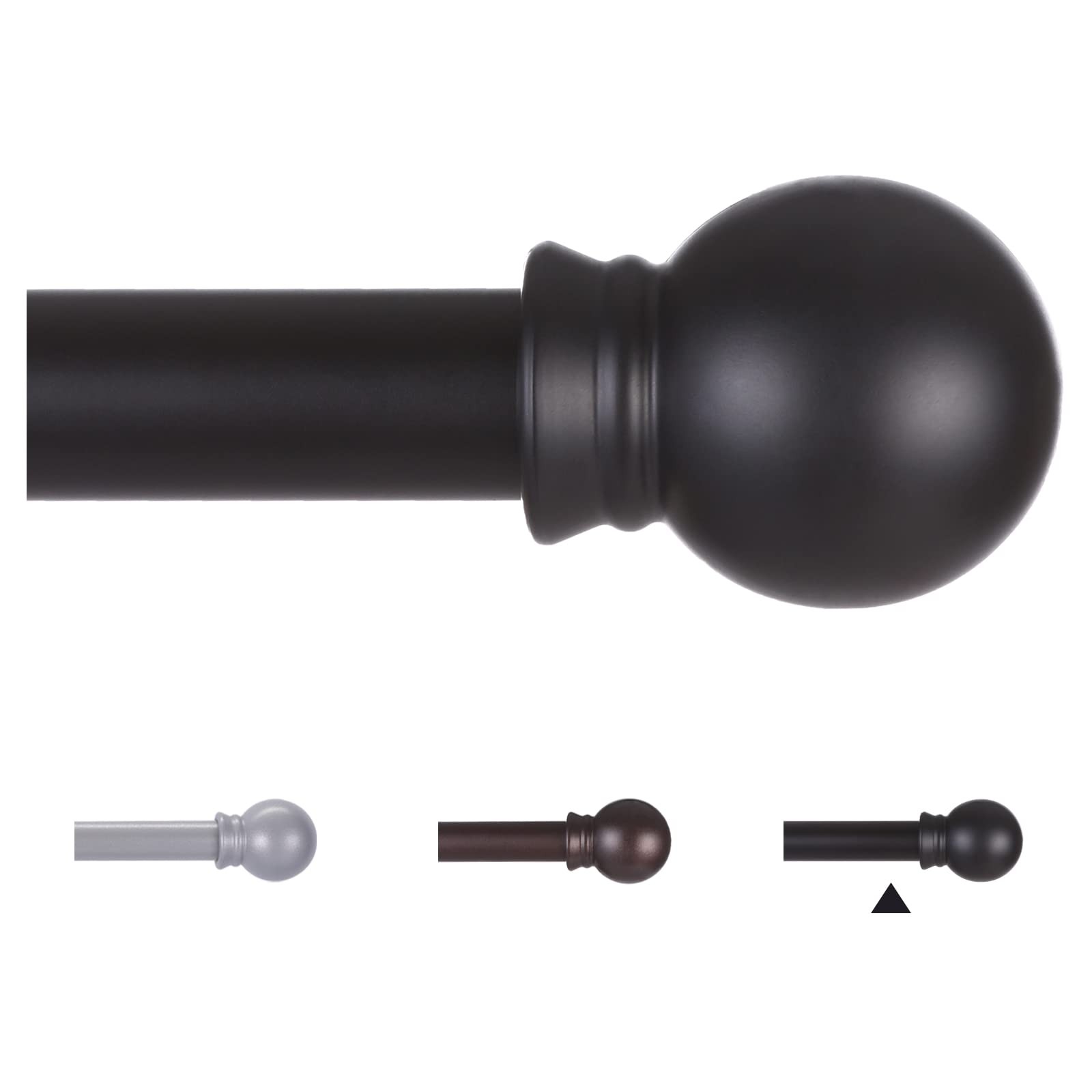 Curtain Rods for Windows 48 to 84-92 inch, 5/8″ Matte Black Curtain Rod, Stai…