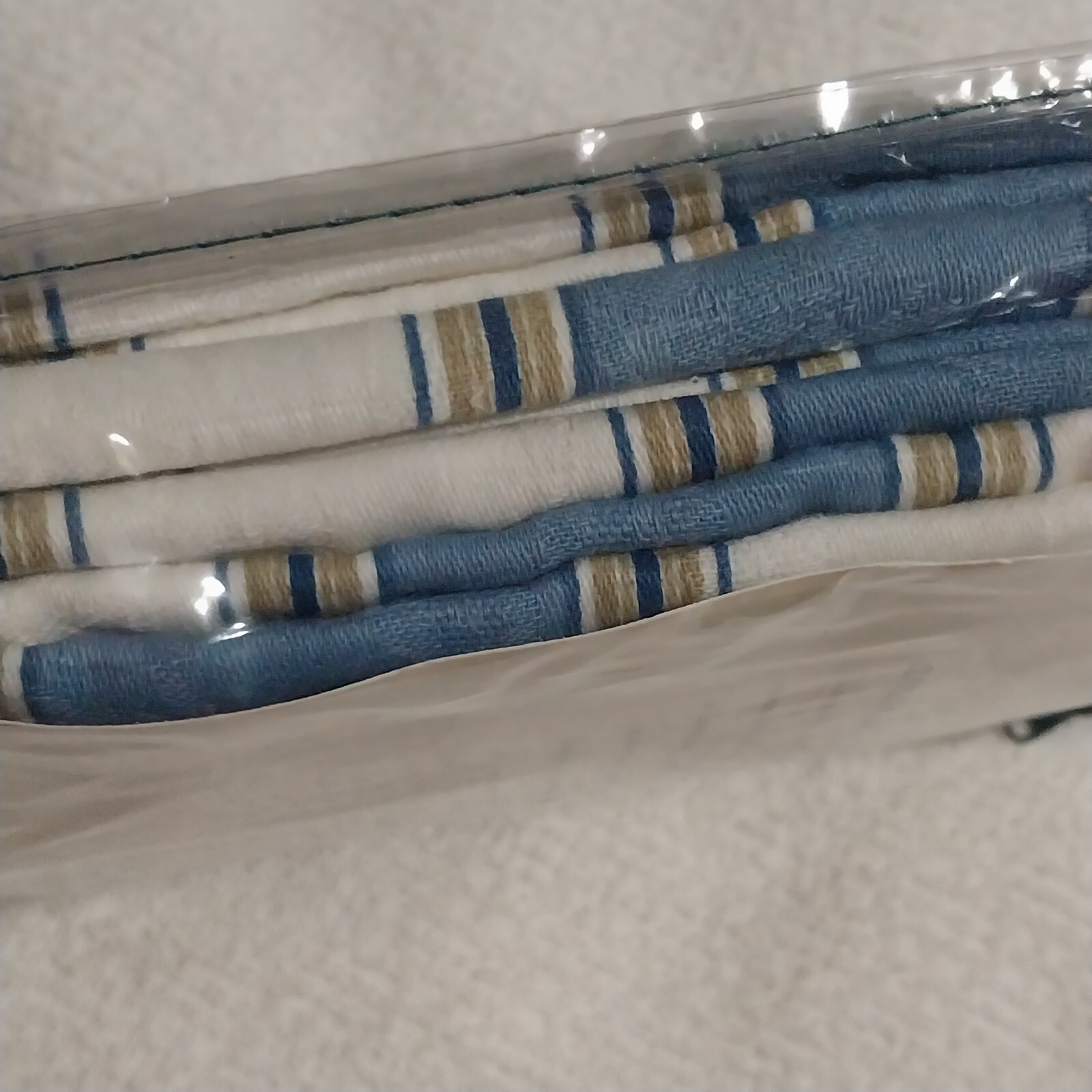 Waverly Delft Amanda Window Valance Melrose Striped Blue White Tan 79 W x 16 L