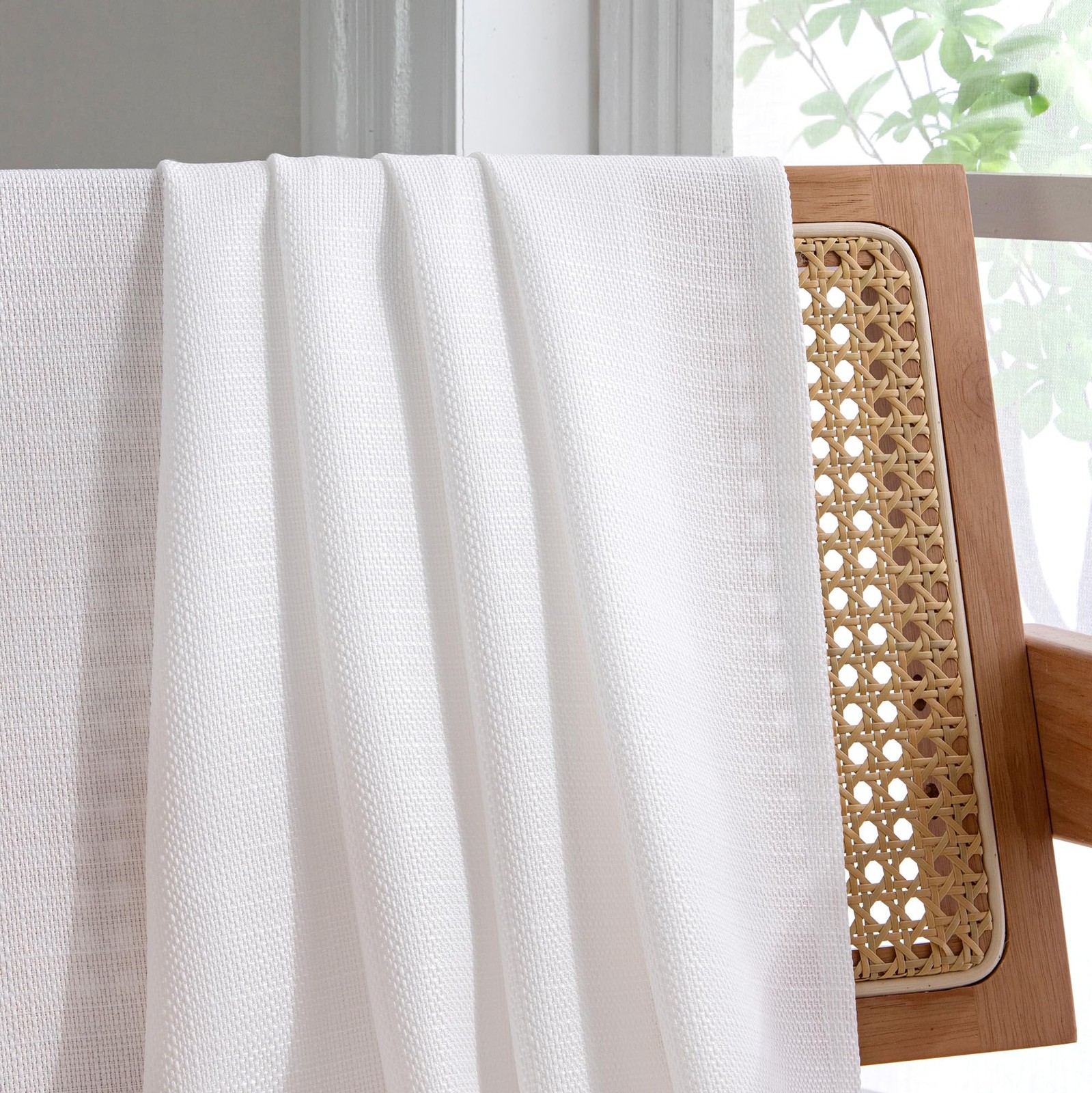 Chyhomenyc White Curtains 45 Inch Length 2 30″W x 45″L (Pack of 2),