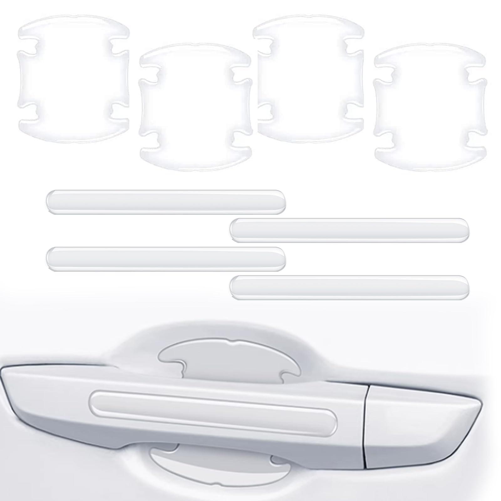 8Pcs 3D Transparent Car Door Handle Scratch Protector, Universal Bowl Side Pa…
