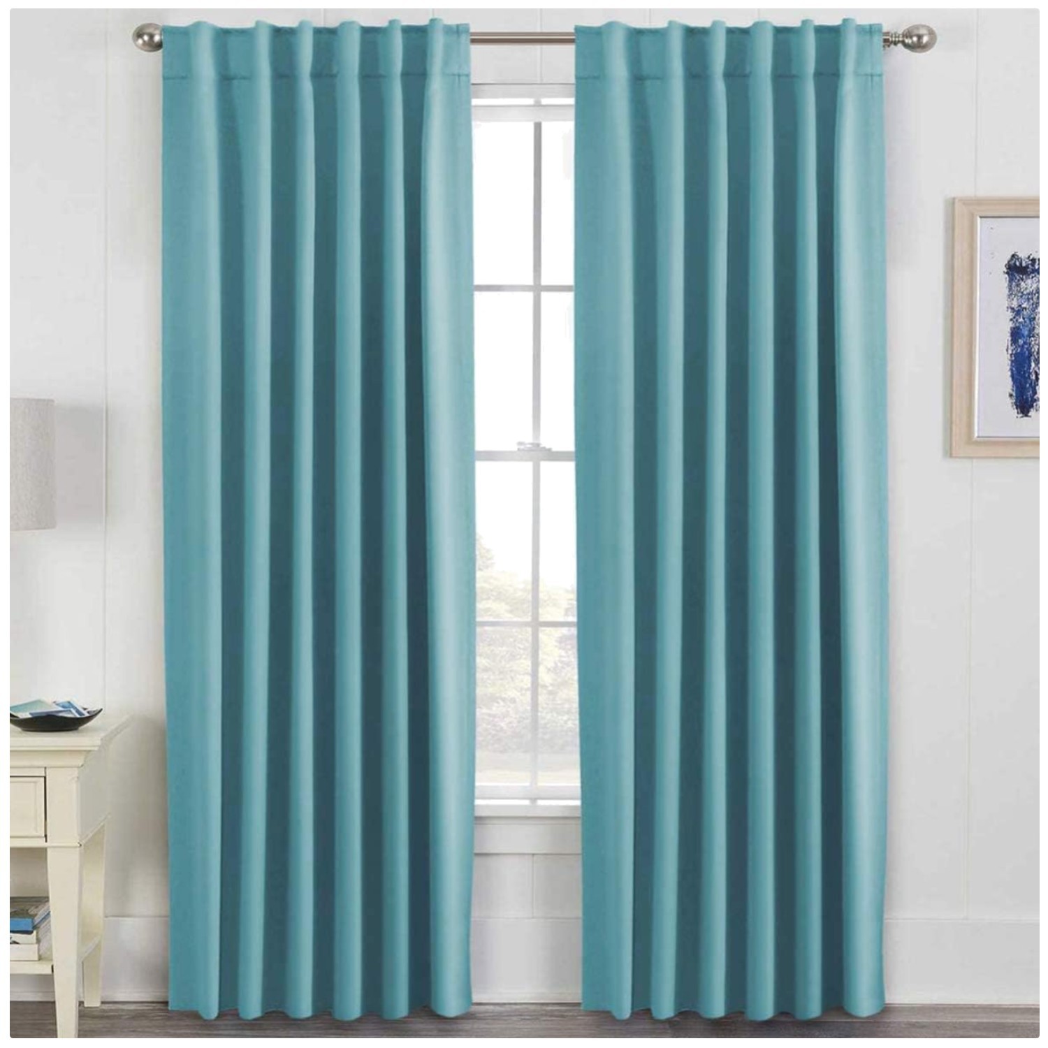 Room Darkening Aqua Drapes – 52×84″ Blackout Curtains