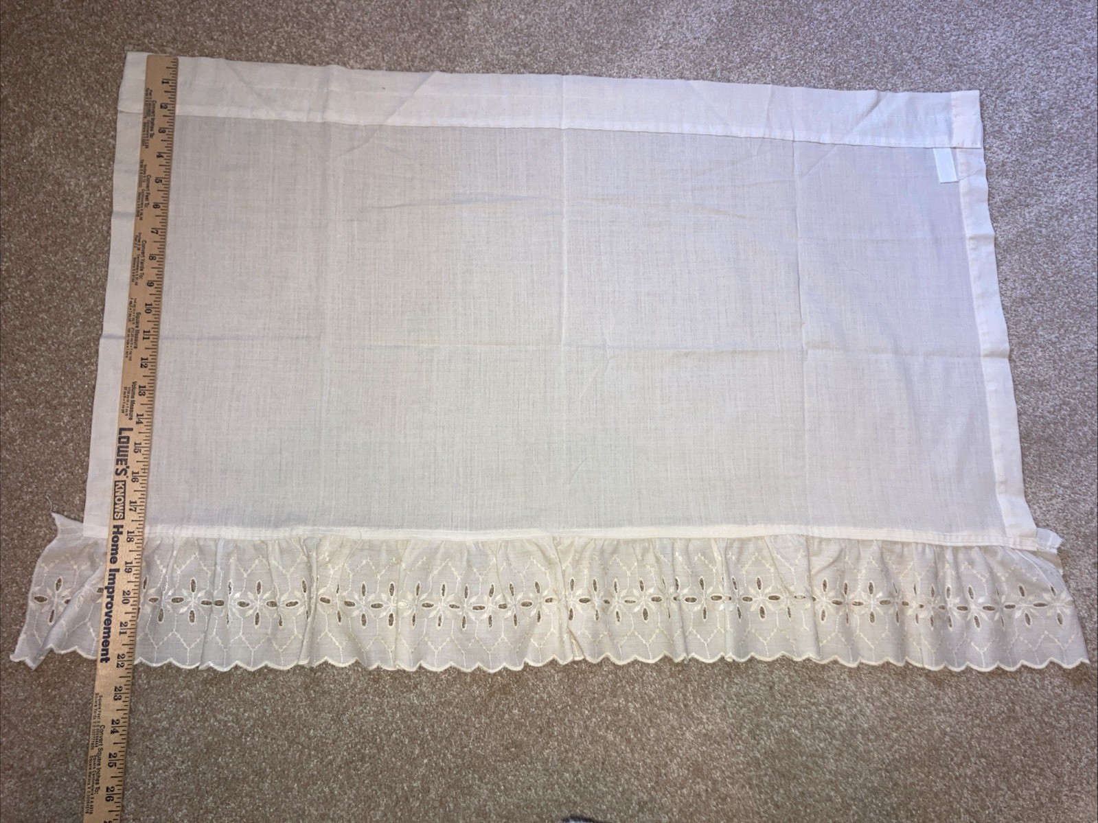Sears Cream Colored Cafe Curtain Set 33 x 22 inch 2 Panels Lace Ruffle Hem