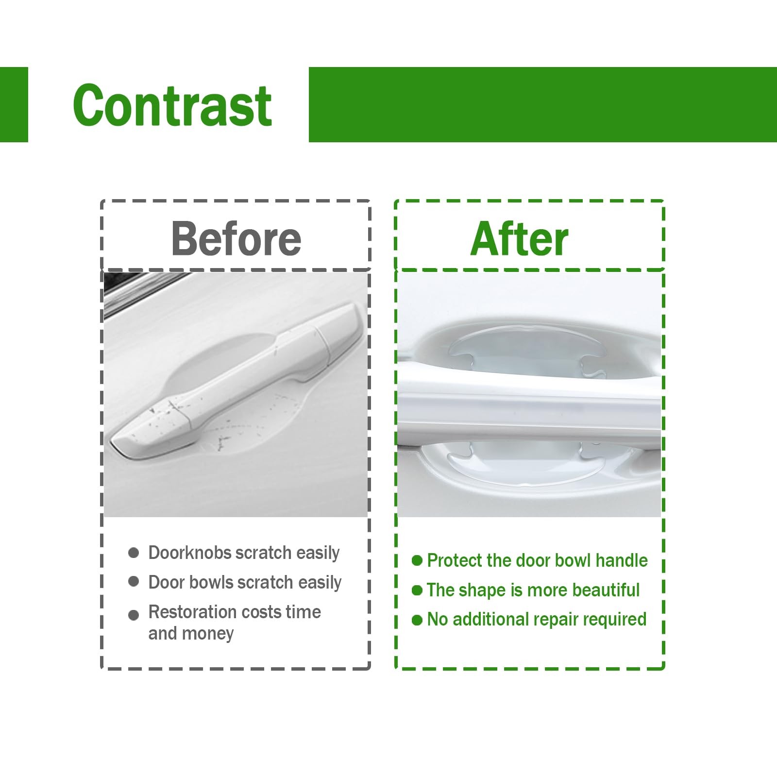 8Pcs 3D Transparent Car Door Handle Scratch Protector, Universal Bowl Side Pa…