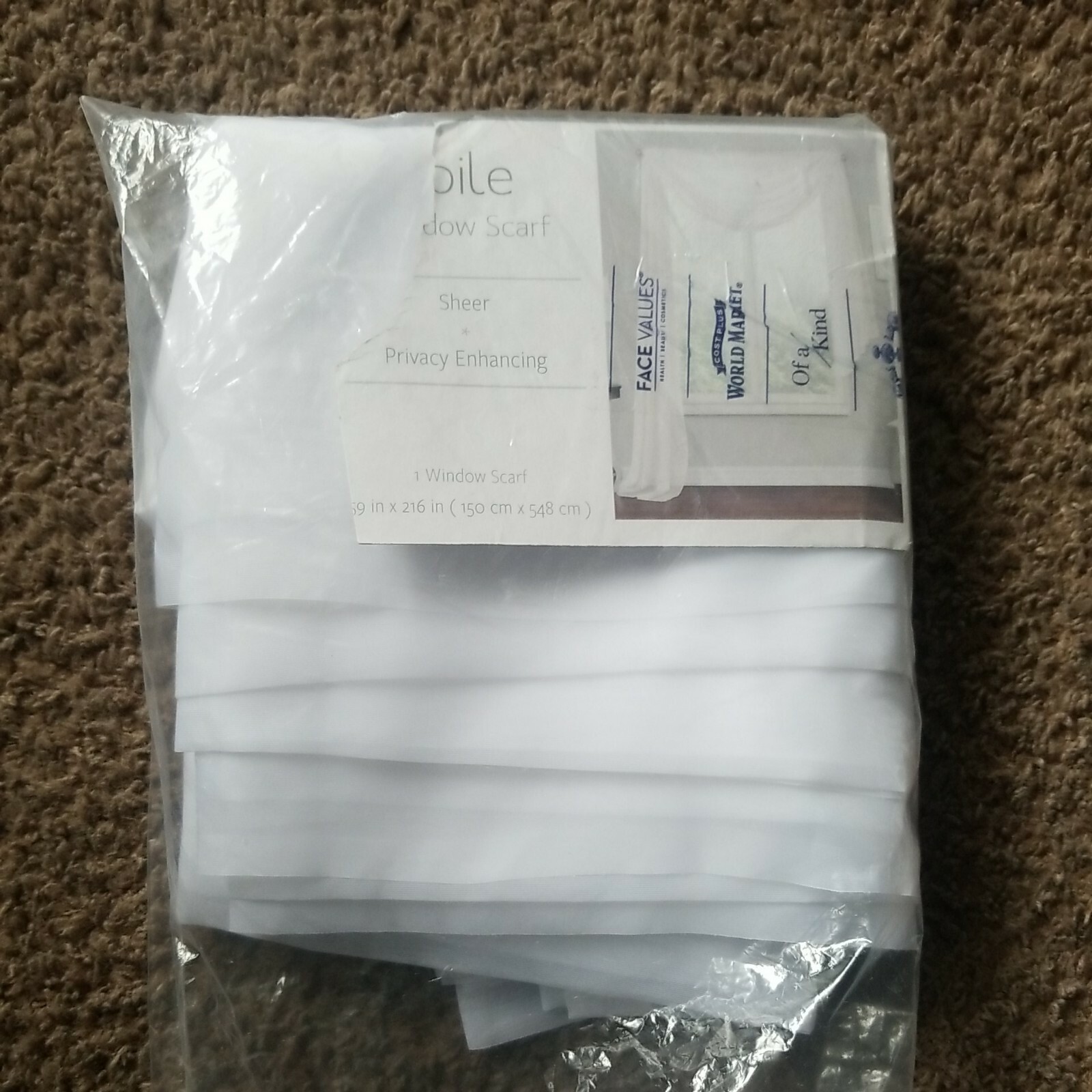 Voile White Window Scarf Sheer Privacy Enhancing Swag Topper 59 in x 216