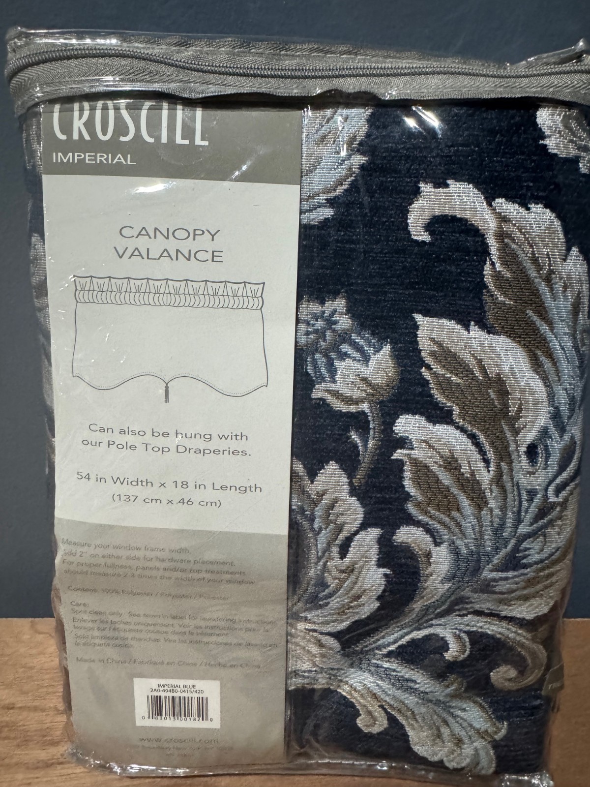 Croscill Imperial Blue Canopy Classic Window Valance Jacquard 54in X 18in