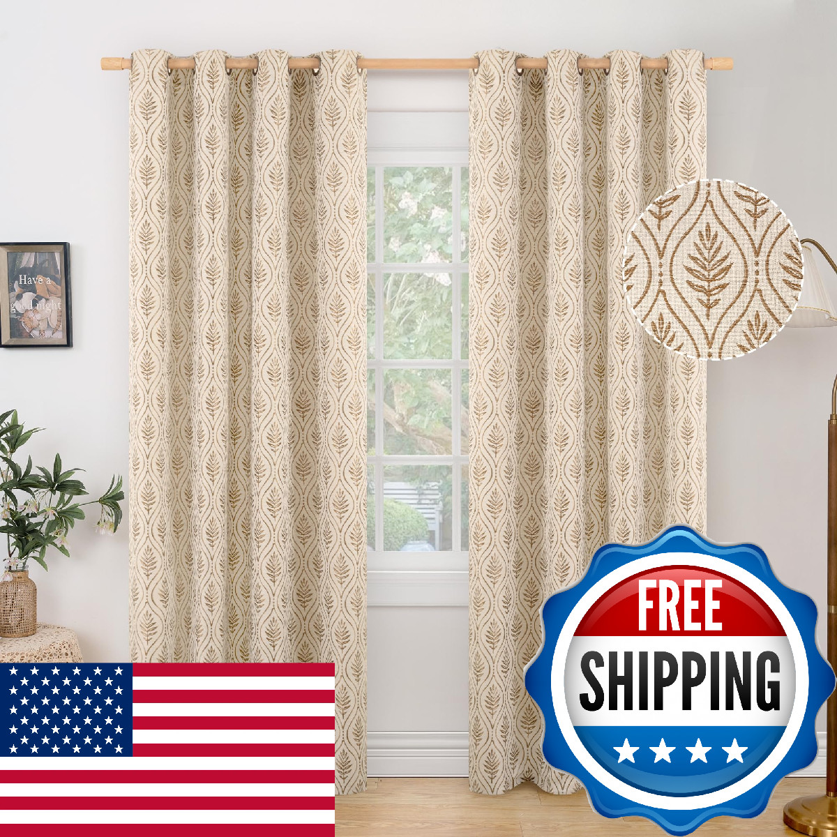 BGment Taupe Curtains for Living Room 84 Inches Long, Natural French Country Cur