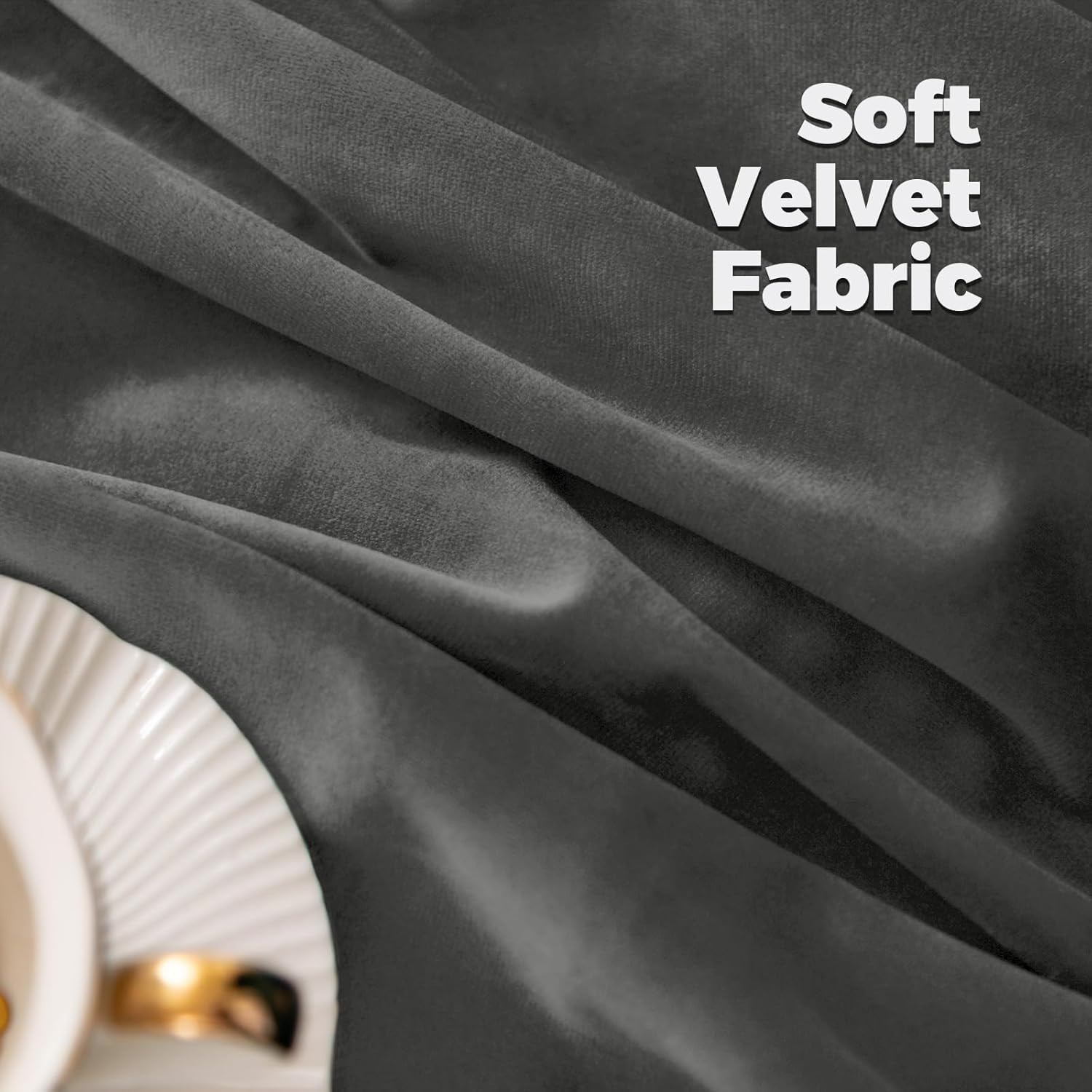 Elegant Grey Velvet Thermal Insulated Curtains 120″ Long – Set of 2 Panels