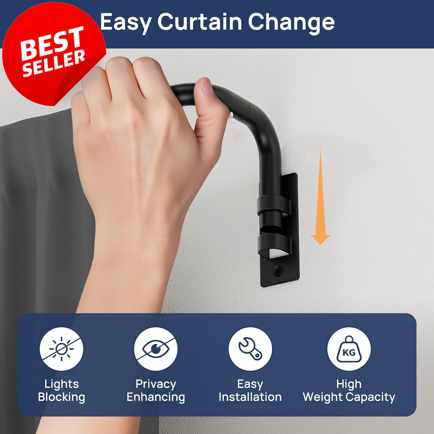 Blackout Curtain Rod Wrap Around 48-84in Adjustable Matte Black 5/8in – US