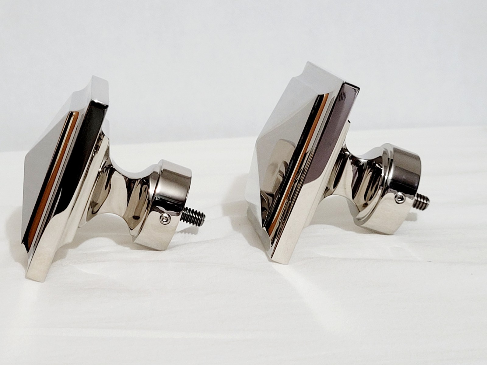 Restoration Hardware Easton Square Solid Brass Medium Finials Polished Nickel