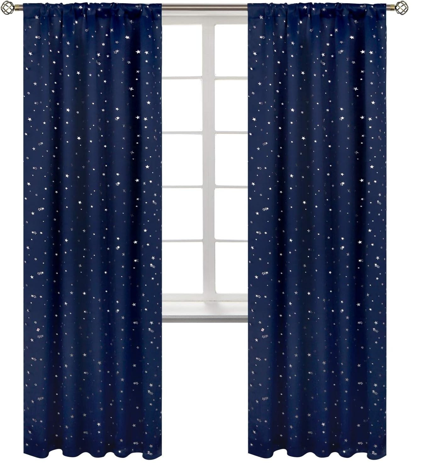 Kids Blackout Curtains for Bedroom, Rod Pocket Room Darkening Curtains 52×84