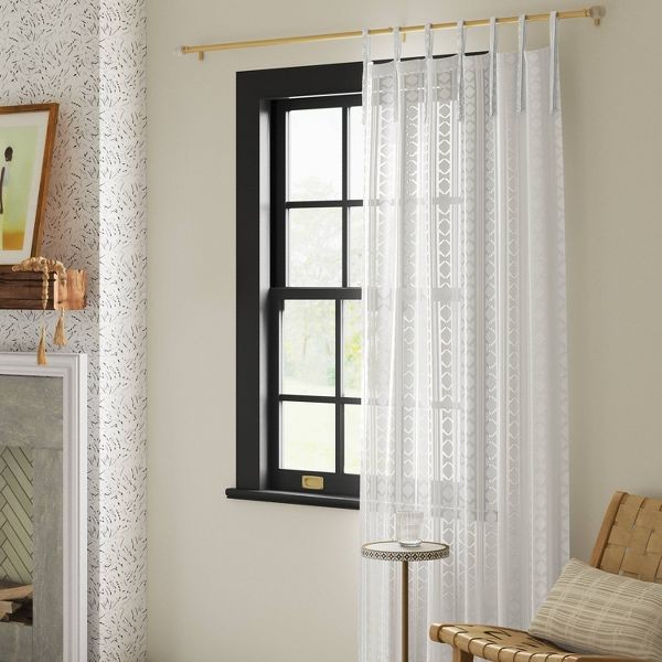 54″x84″ Light Filtering Boho Diamond Clip Curtain Panel White – Threshold™