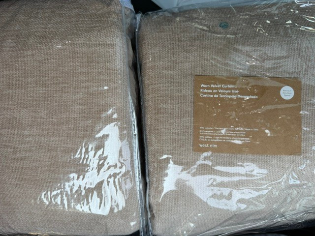 West Elm Set of 2 Worn Velvet Blackout Curtains Taupe 48″ x 84″