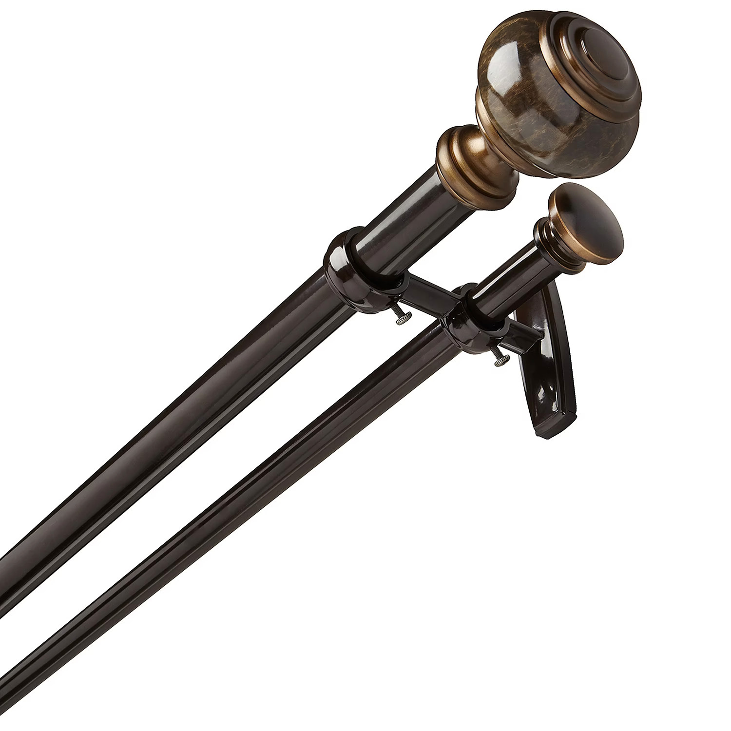 72-144 in Liz Claiborne Marble Knob Double Adjustable Curtain Rod – Warm Bronze