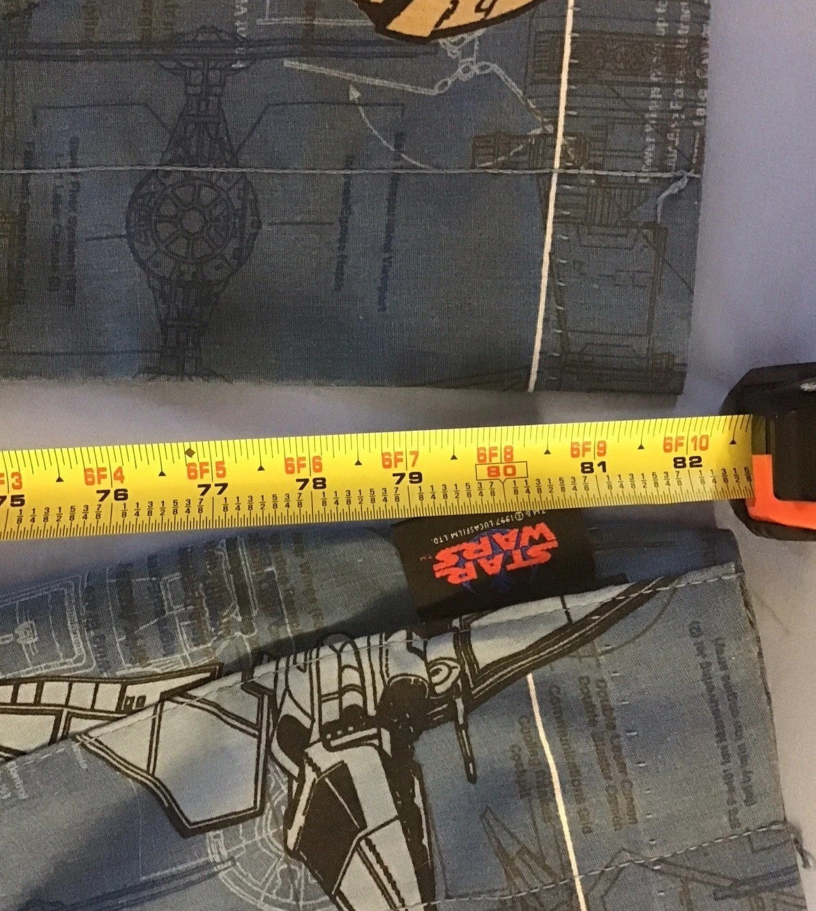 1997 Star Wars 2 Valance + 4 Panel Curtains Blue blueprint Millennium Falcon