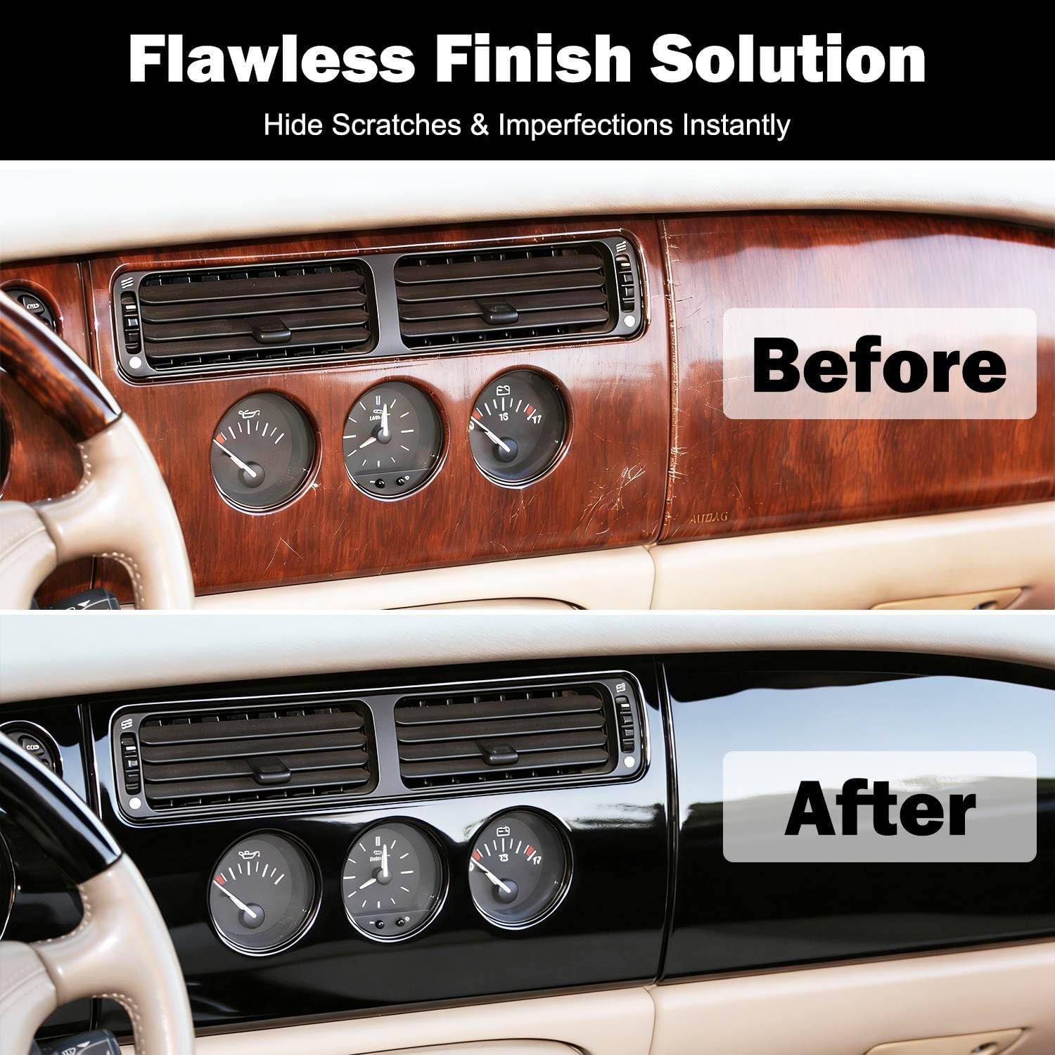 Gloss Black Car Vinyl Wrap – 1ft x 5ft Air Release Waterproof Auto Film