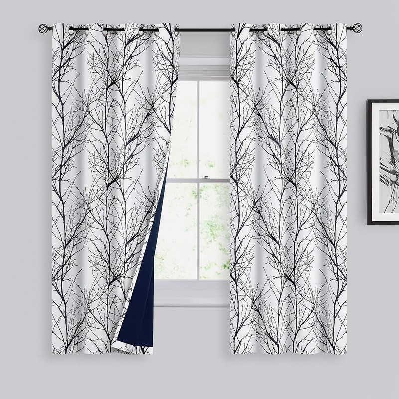 Blackout Curtains Grommet Tree Branch Print Thermal Insulated Home Decor New