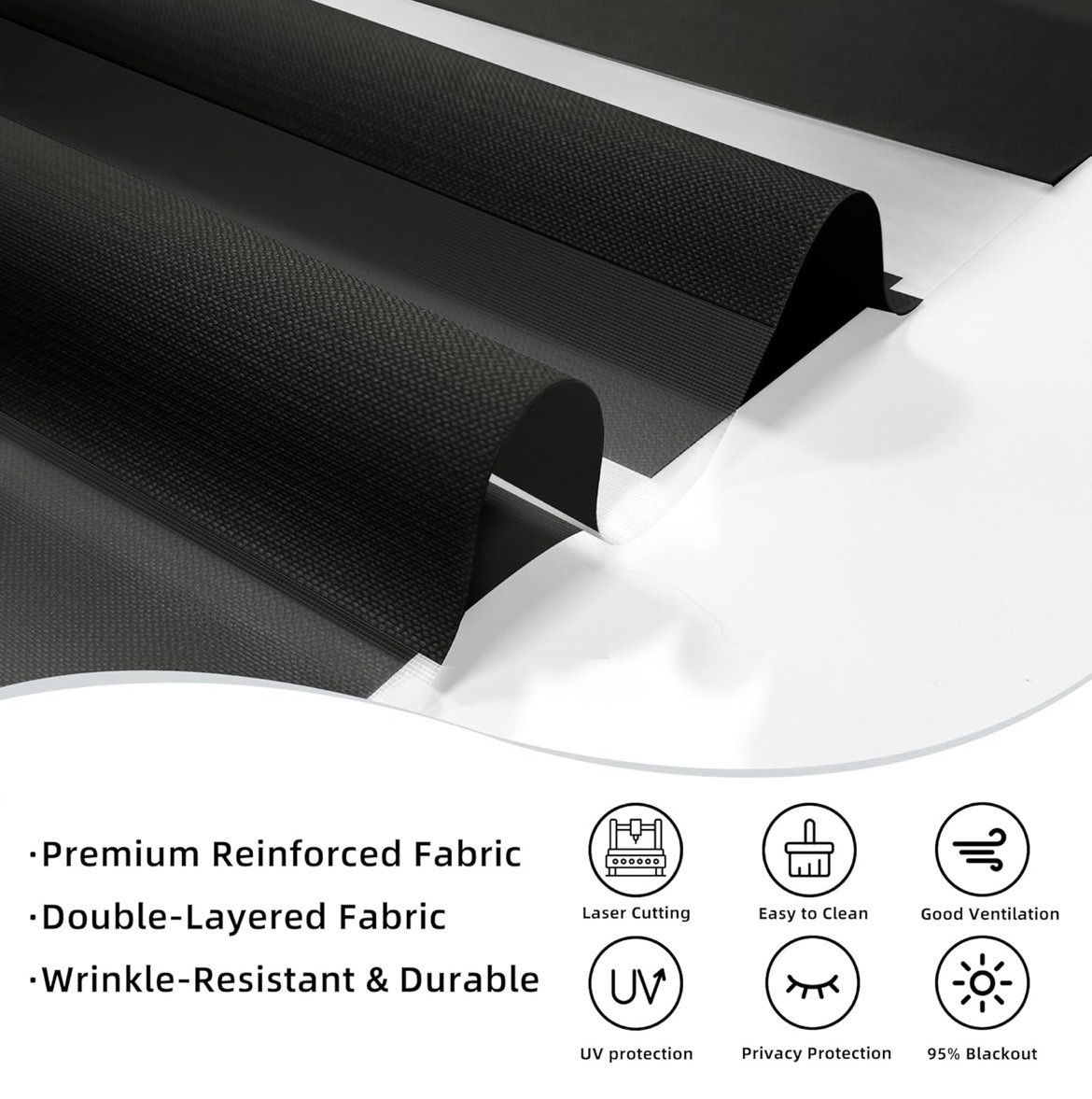 Cordless Zebra Blinds 53×72 Black Dual Layer Light Filtering Roller Shades