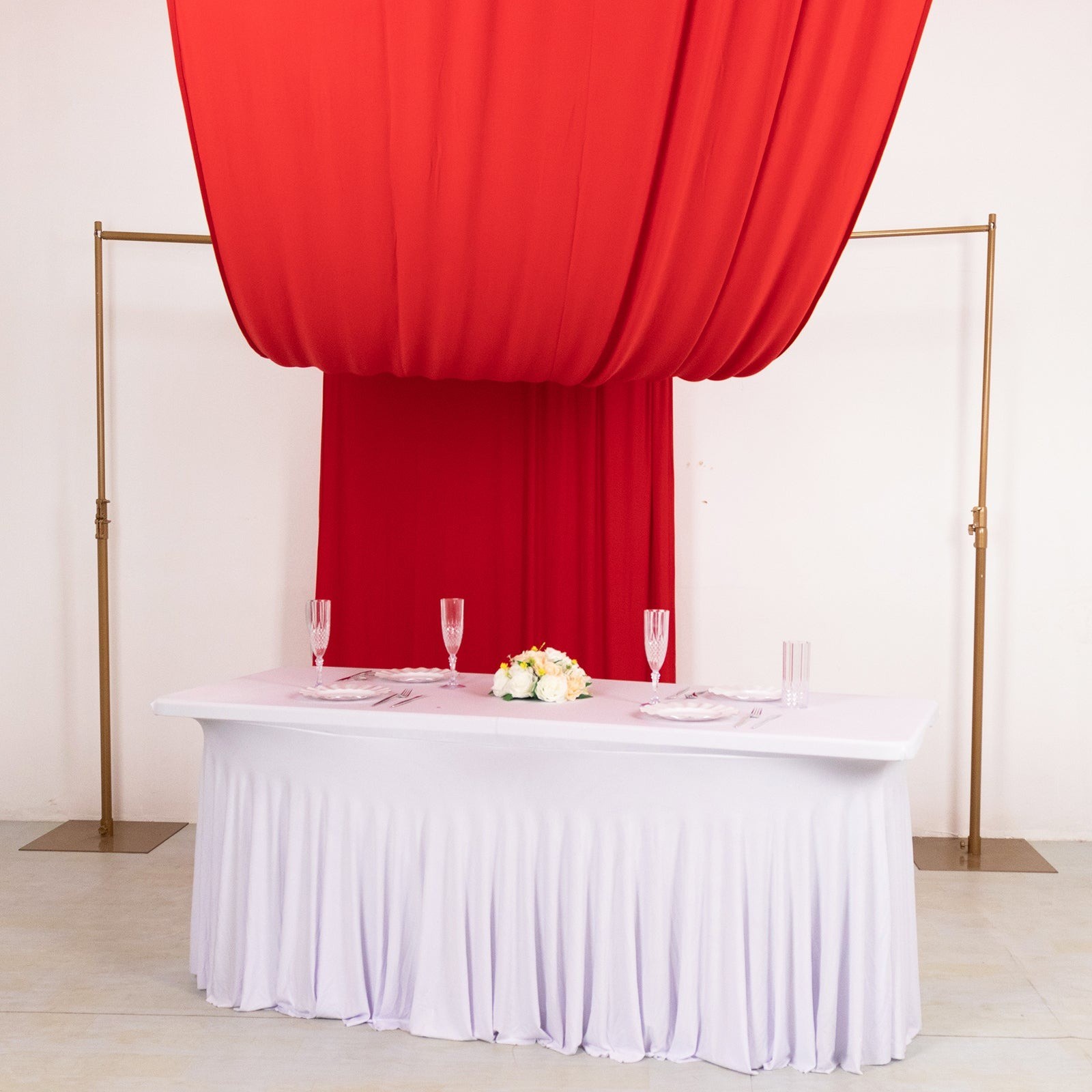 18 ft RED 4-Way Stretch Spandex Divider Backdrop Curtain Party Wedding