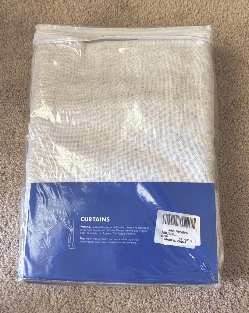 Miulee Off White Curtains 52×90 2 Panels, In Package