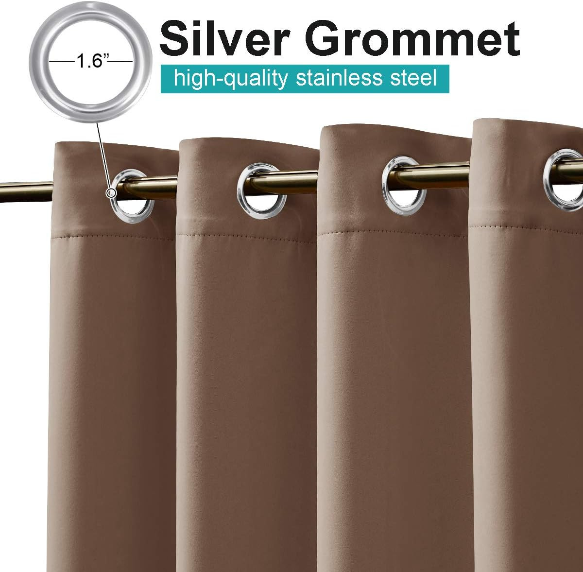 Cortinas de patio impermeables de 2 paneles 52 x 72 drapes para exterior tan