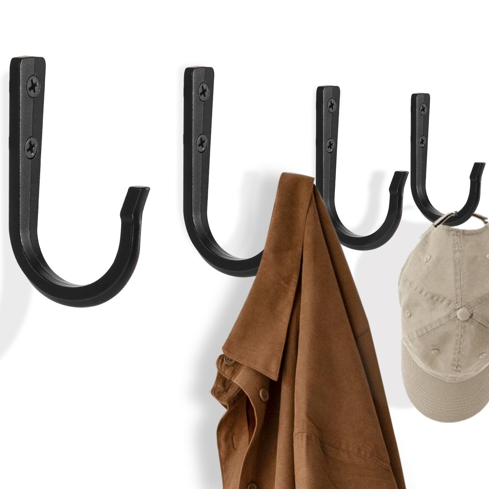 12Pcs Wall Hooks for Hanging Coat/Towel – 50LB Screw in Metal Hanger Wall Mou…