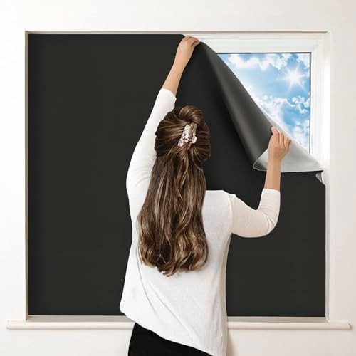 100%out Curtains for Bedroom, Portable DIY 57″W x 118″L (Pack of 1) Black
