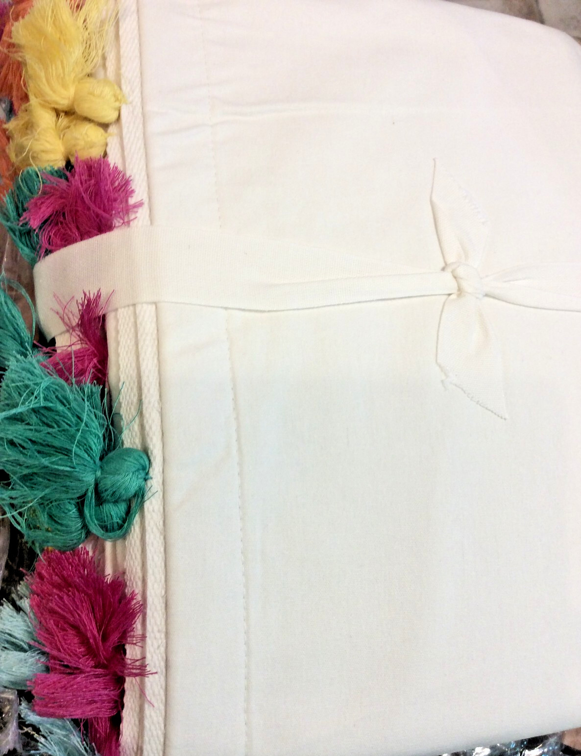 Pottery Barn Kids Tassel Blackout Panel 44×63 NWOT Rainbow Multi Tassels & White