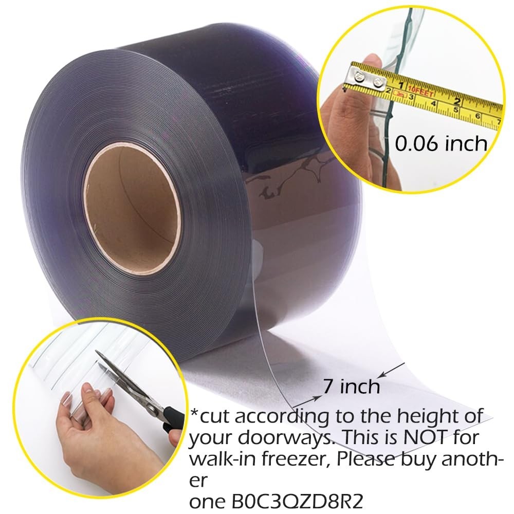 148ft Clear PVC Strip Door Curtain Roll, Industrial Commercial Vinyl, Pet