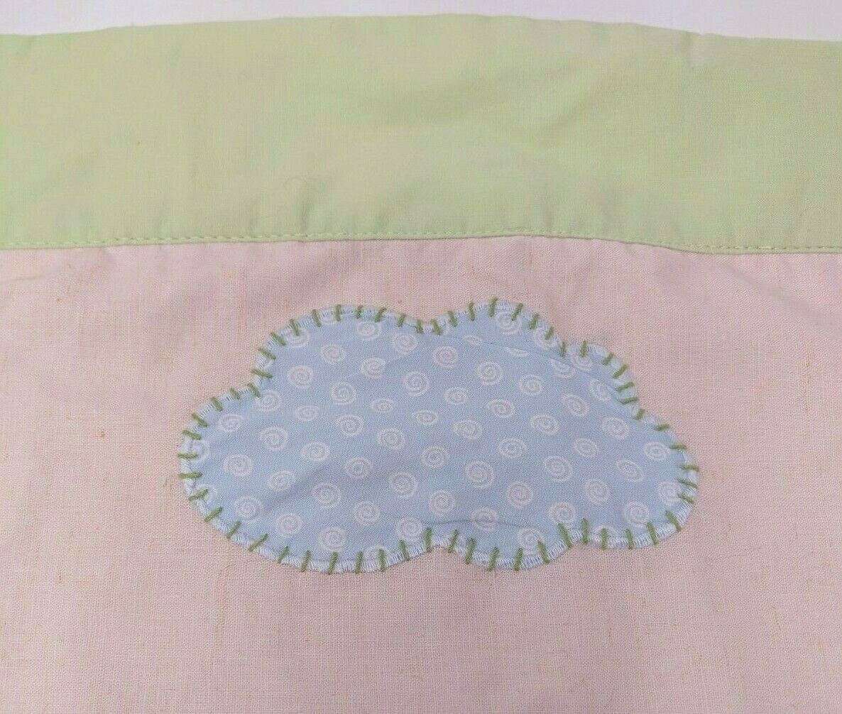 Pottery Barn Kids Embroidered Clouds Peach Green Curtain Valance VTG 44 X 18