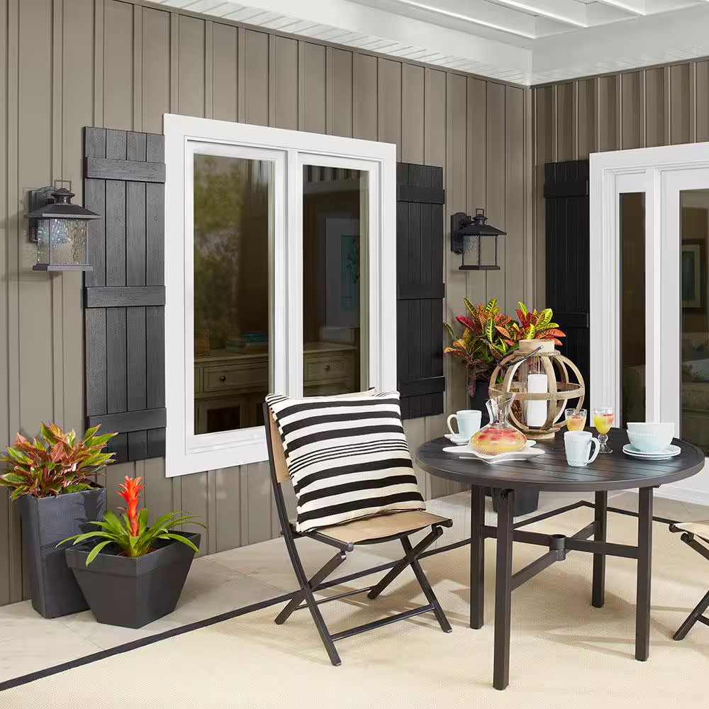 13 In. X 55 In. Polypropylene 3-Board Open Board and Batten Shutters Pair in Ter