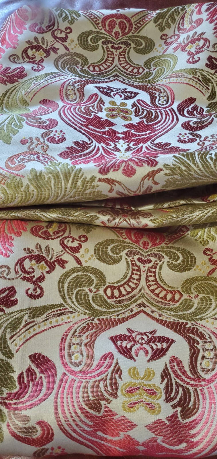 Pier 1 Curtains Jaquard Lined Pole Pocket 54 X 84 Green Pink Beige