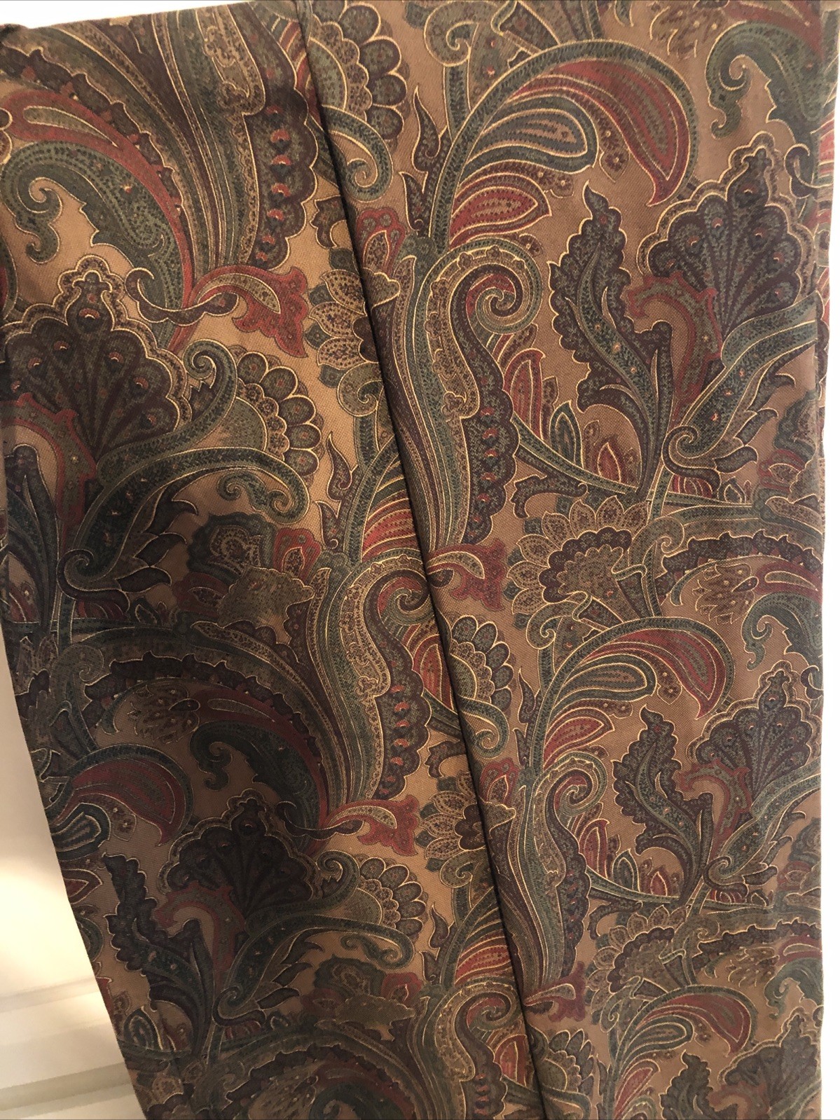 3 Pc Baxter Paisley Pair Curtains American Living W/Matching Window Scarf