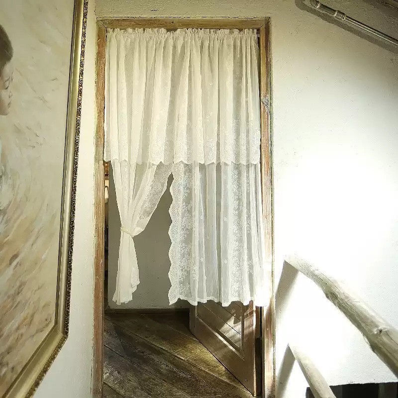 Long Lace Panel Valance Half Window Door Curtain Treatment Cabinet Curtain Panel
